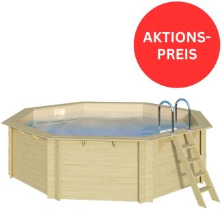 TREND Holzpool-Set Achteckig Modell 3 547 x 547 x 124 cm - blaue Innenhülle