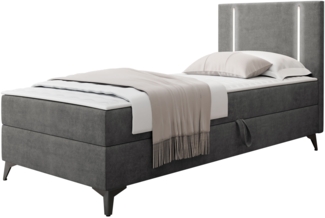 Boxspringbett Ono 1 mit LED-Beleuchtung und Bettkasten (Farbe: Manila 16, Seite: Rechts, Größe: 90 x 200 cm)