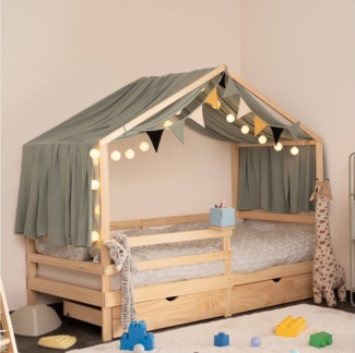 HOME DELUXE Kinderbett STERNENLAND mit Schubladen – 90 x 200 cm (aus massivem Kiefernholz), inkl. Schubladen, Lattenrost & Rausfallschutz