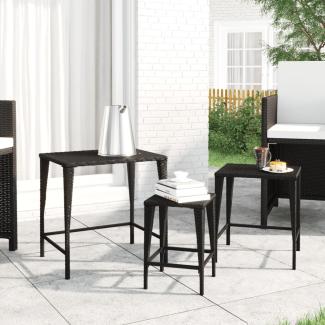 vidaXL Garten-Satztische 3 Stk. Schwarz Poly Rattan 3324829