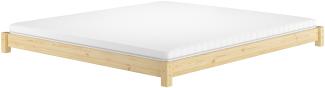 Flaches Doppelbett Massivholzbett Niedrigbett 180x200 Kiefer massiv V-60.51-18, Rollrost und Matratze inkl.