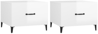 Couchtische, Sofatische mit Metallbeinen 2 Stk. Hochglanz-Weiß 50 x 50 x 40 cm