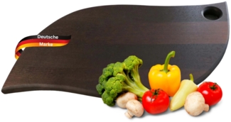 DELUKE® Schneidebrett Holz groß OLLI [MIT GRIFF] - 39x18cm Birkenholz Brett | Holzbrett Küchenbrett Servierbrett