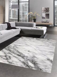 Carpetia Teppich Teppich Design Wohnzimmer Teppich Marmor Optik grau creme, rechteckig, Höhe: 12 mm