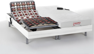 Relaxbett elektrisch - Matratzen mit oberem Teil aus Latex - 2 x 90 x 200 cm - Weiß - ETHER von DREAMEA