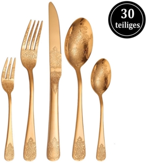 Auledio Besteck-Set 30-teiliges Besteckset, 6 Personen Edelstahl-Besteckset, (30-tlg), 6 Personen, Besteck-set geeignet für Familie, Restaurant und Partys