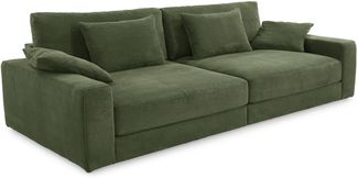 Big-Sofa 290 cm breit Federkern Polsterung Lounge Couch extratief in Cord Grün