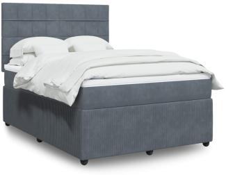 vidaXL Boxspringbett mit Matratze Dunkelgrau 140x190 cm Samt 3292335