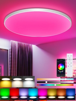 Oraymin LED Deckenleuchte RGB+CCT Deckenlampe – mit Fernbedienung & App-Steuerung Ø30 cm, RGB+CCT, LED fest integriert, Farbwechsler,Kaltweiß,Neutralweiß,Warmweiß, RGB+CCT, LED Deckenleuchte Smarte RGB +CCT mit Fernbedienung & App-Steuerung