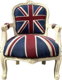 Casa Padrino Barock Kinder Stuhl Union Jack/Creme - Armlehnstuhl