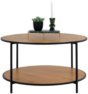 House Nordic Vita Couchtisch mit schwarzem Gestell und Platten in Eichenoptik, 80x80x45 cm