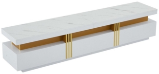 IDEASY Lowboard TV- Schrank aus Marmorfurnier, Moderner TV-Board Für Fernseher bis 90", 3 Schubladen, Kabelmanagement, 200 x 40 x 42 cm, Tragfähigkeit 30kg