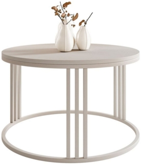 Lookway Couchtisch LORI MATT, runder Couchtisch mit kaschmirfarbenem Gestell (1x Tisch), Durchmesser: ⌀70 cm