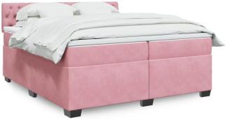 vidaXL Boxspringbett mit Matratze Rosa 200x200 cm Samt 3286413