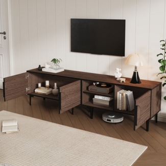 Merax Lowboard für 80-Zoll-Fernseher (1 St, 180*35*49cm), TV-Board mit 3 Türen und offenen Fächern, Fernsehschrank TV-Schrank