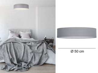 Deckenlampe CEILING DREAM, Stoff Grau / Abdeckung satiniert, Ø 50cm