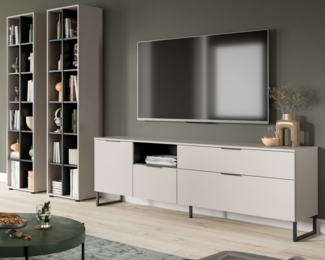 Wohnwand Morena in kaschmir und schwarz 305 cm