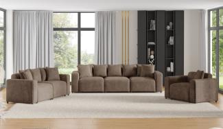 Sofaset Designersofas MEGAN 3-2-1 in Stoff Poso Cappuccino