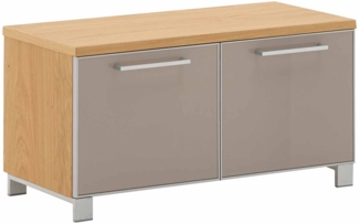 Garderobenbank Salerno / Santina, Glas, Holzwerkstoff, Beige, Holzfarben, 84 x 45 x 40 cm