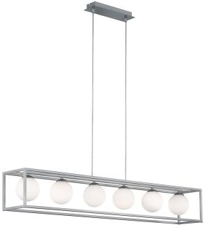 LED Hängeleuchte, nickel-matt, Glas weiß, H 150 cm