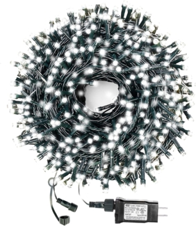 100 LED-Halloween-Weihnachtslichter für den Außenbereich, weiße Weihnachtsbaumlichter, wasserdichte Blinklichter, grünes Kabel zum Anschluss an Lichterketten, 8 Dekorationsmodi für den Innenbereich