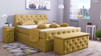Meisterbetten Boxspringbett Babo 240x200 in WT-Yellow, Matratzenbezug Nano, Komfortschaum-Topper, mit Fussteil
