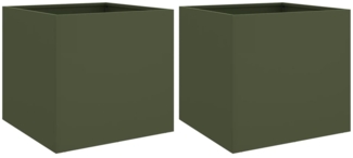 vidaXL Pflanzkübel 2 Stk. Olivgrün 49x47x46 cm Stahl 841566