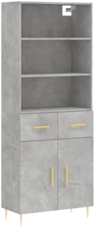 vidaXL Highboard Betongrau 69,5x34x180 cm Holzwerkstoff 3200509