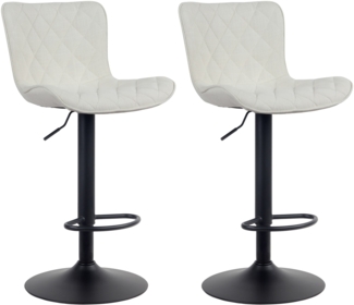 CLP 2er Set Barhocker Emma höhenverstellbar und 360 drehbar,creme Stoff