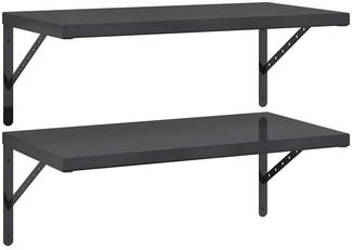 2er-Set Wandregale, Hängeregale 75x40 cm Schwarz Edelstahl de6520
