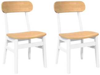 vidaXL Esszimmerstühle 2 Stk. Weiß Massivholz Gummibaum 4102440