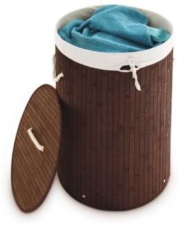 3 x Wäschekorb Bambus rund braun