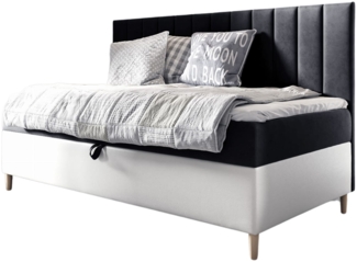 MEBLINI Kinderbett mit Bettkasten MAYA 2 100x200 – H3/Schwarz Samt Gepolstert Einzelbett mit Matratze - Polsterbett mit Stauraum - Bett mit Kopfteil – Stauraumbett