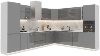ROYAL24_MARKT Winkelküche – KU-S19 – Aspen – 340x270 cm Moderne Klarheit trifft Funktionalität, (Komplett Set), Premium – Luxuriös – Elegant