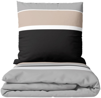 Leonado Vicenti Bettwäsche Hochwertig 135x200cm, 155x200cm und 155x220cm, Renforcé, 2 teilig, Streifen Design in modernen Farben