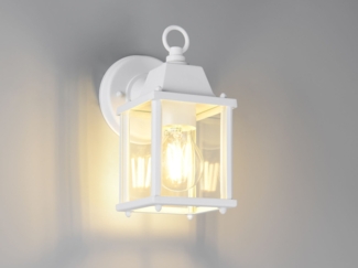 Landhausstil Außenwandleuchte MIRANDE, Wandlaterne Weiß, Höhe 22cm