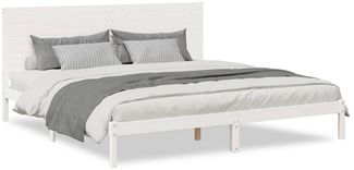 Doppelbett, Betten für Erwachsene, Massivholzbett Extra Lang ohne Matratze Weiß 180x220 cm de535