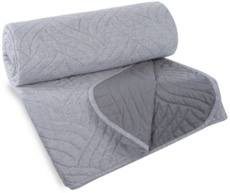 Eurofirany Tagesdecke LEINOPTIK, Karomuster Steppung Doppelbett Überwurf Einfarbig Grau Beige