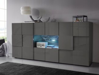 INOSIGN Sideboard Dama Breite 181, Kommode 2 Türen u. 2 Schubkästen, Anrichte, Front in 3D-Optik, viel Stauraum, verschiedene Farben