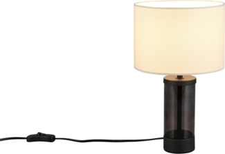 Guido Maria Kretschmer Home&Living Schreibtischlampe Stellan, Tischlampe Glas rauchfarbig Stoffschirm beige Schnurschalter, Ein-/Ausschalter, Leuchtmittel wechselbar, warmweiß - kaltweiß, Design Tischleuchte Nachttischlampe m. Schnurschalter Höhe 34cm ...