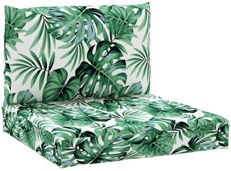 vidaXL Palettenkissen 2-tlg. Blattmuster Stoff 379140