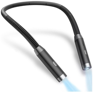 POPOLIC LED Leselampe Hals Leselampe Buch, 3 Farben und 3 Helligkeitsstufen, Wiederaufladbar, Halslampe für Lesen Stricken Häkeln Nähen Campen Reparieren