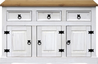 Sideboard aus Kiefernholz 130 x 80 x 45 cm in Weiß