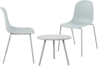 CLP 2er Sitzgruppe Mindin Set 1 Tisch 2 Stapelstühle wetterfest UV-beständig,türkis