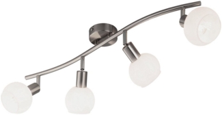 casa NOVA Deckenstrahler LINA, 4-flammig, Breite 70 cm, Silbergrau, Metall, ohne Leuchtmittel, Glasschirme