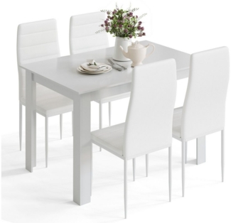 Mondeer Essgruppe Esszimmergruppe (Set, 5-tlg), (1 Tisch + 4 Stühle), Spanplatte & Lederimitat, Zweifarbig, Ergonomisch