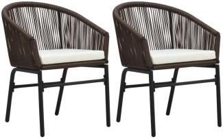 vidaXL Gartenstühle 2 Stk. Braun PE-Rattan 48136