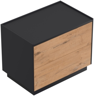 Design Nachttisch Kommode Concepto XL 70cm, 2 Pushauszüge Oak : Oak / Grafit