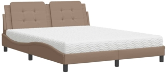 vidaXL Bett mit Matratze "Zadar" Cappuccino-Braun 160x200 cm Kunstleder 3208877