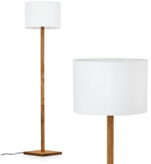 hofstein Stehlampe Boho-Style Stehlampe aus Holz/Metall/Stoff in Naturfarben/Schwarz/Weiß, ohne Leuchtmittel